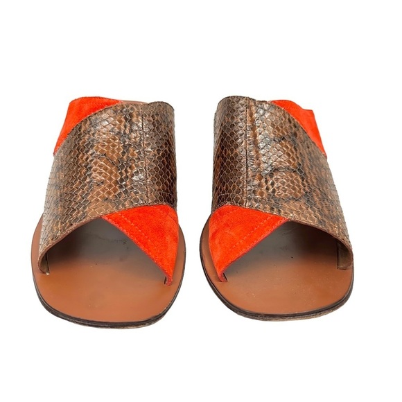 DIANE VON FURSTENBERG Square Toed Snakeskin & suede Heeled Sandals - Picture 5 of 10